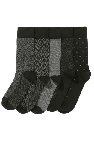Black Formal Mix Socks Five Pack